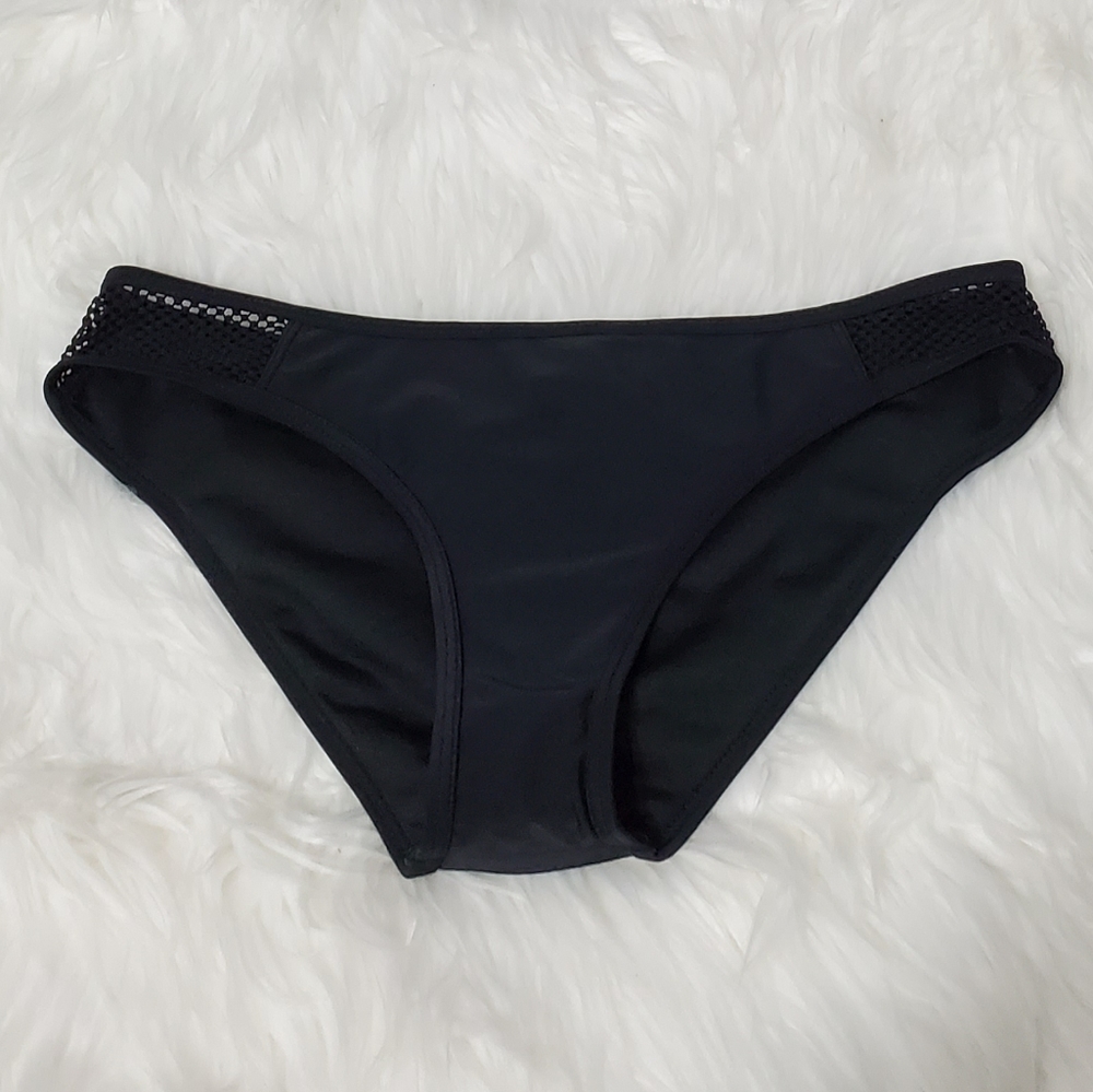 NWOT Forever21 Black Mesh Side Bikini Bottoms